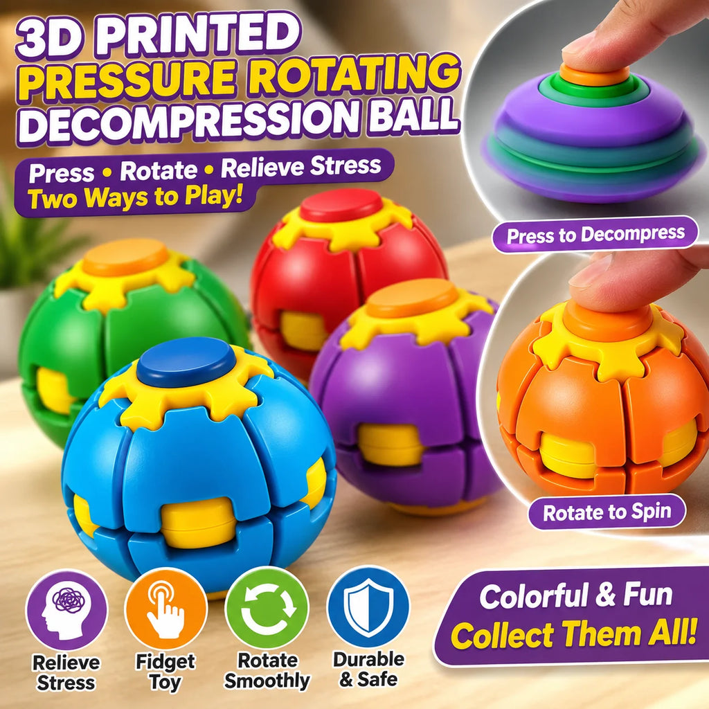 3D Printed Deforming Fidget Spinner Ball – Push & Rotate Toy Fidget Spinner Toy PLUSH