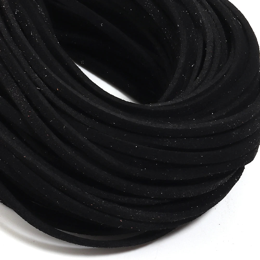 10pcs Multicolor Faux Suede Flat Cord 2.5mm – DIY Jewelry Making Jewelry Craft Cord PLUSH black
