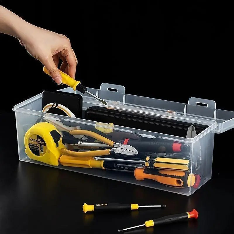 Transparent Multi-Compartment Tool Organizer Box with Handle Tool Storage Organizer PLUSH