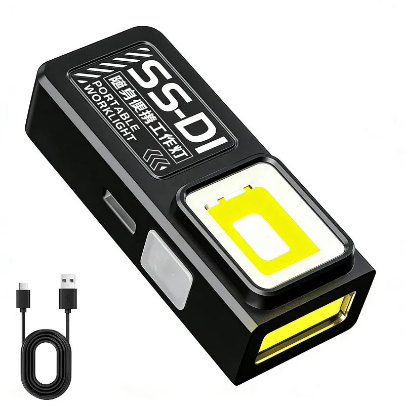 Mini COB LED Flashlight USB-C Rechargeable 600LM EDC Clip LED Pocket Flashlight PLUSH Black 1PC