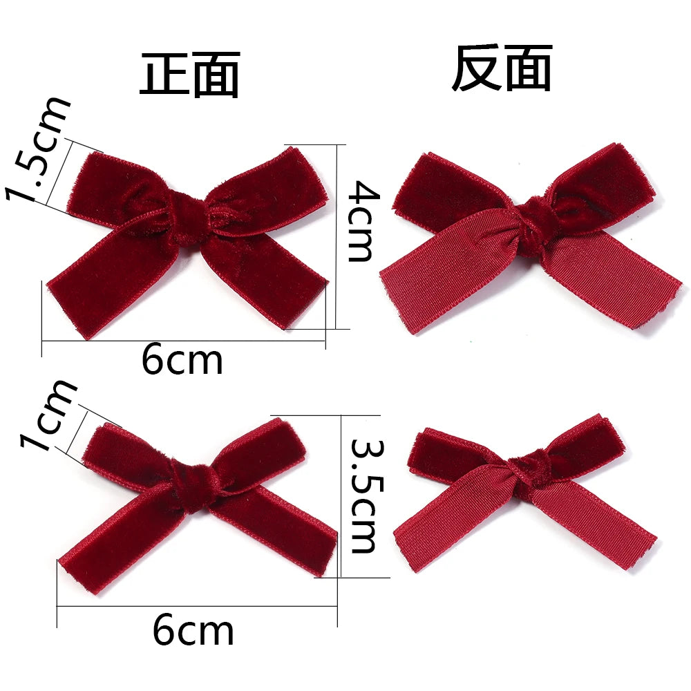 10pcs Velvet Bowknot Bows – DIY Jewelry & Christmas Decor Velvet Craft Bows PLUSH