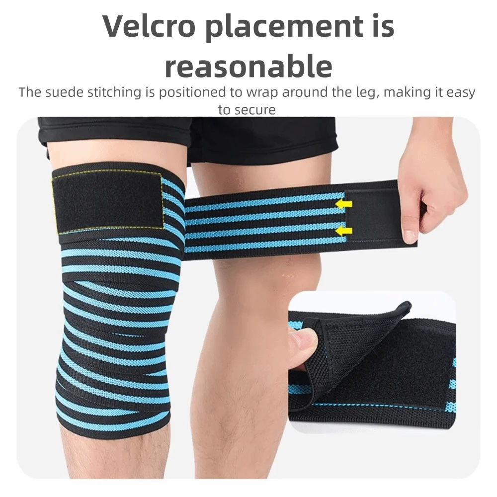 Elastic Knee Wraps 180cm – Compression Straps for Squats Knee Wrap PLUSH
