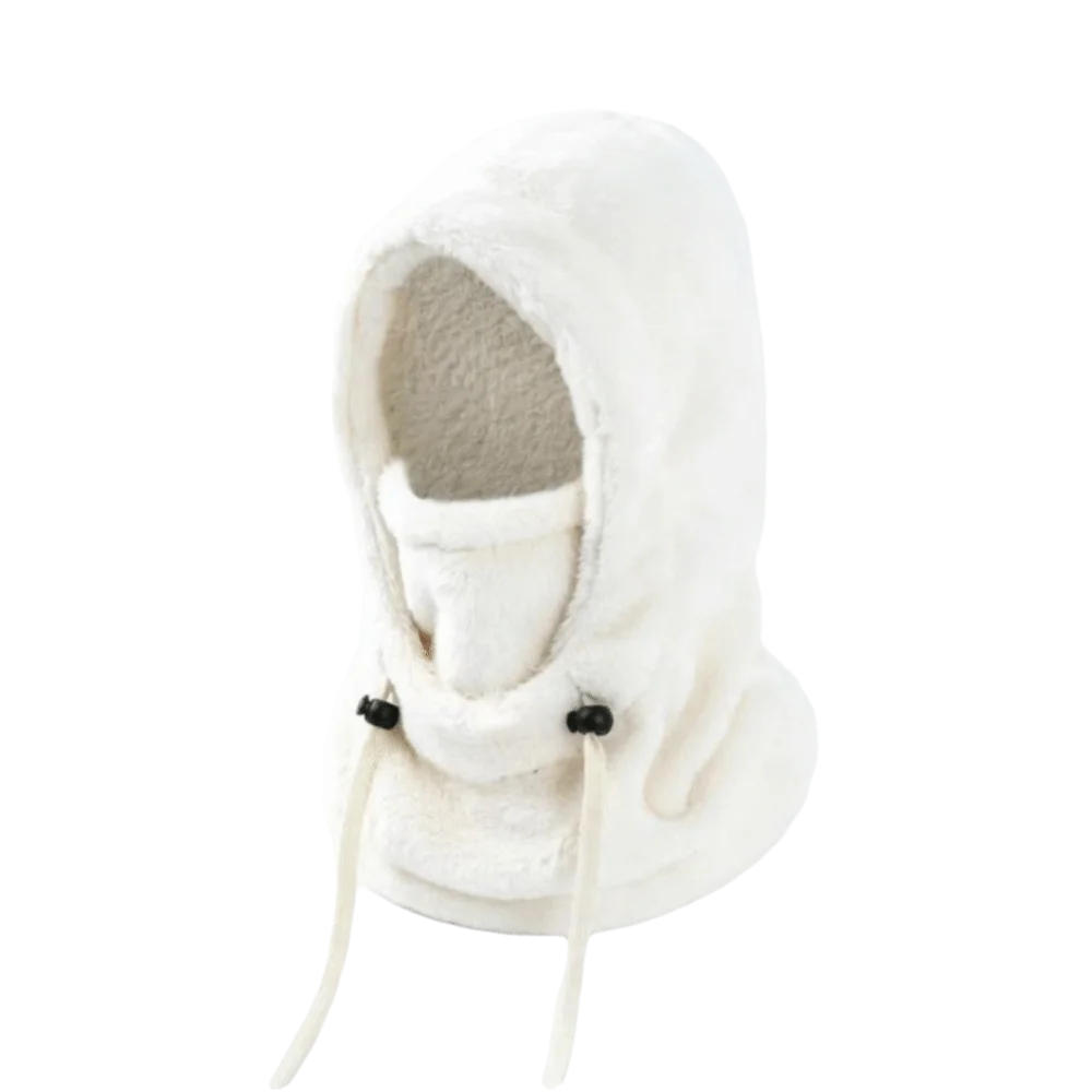 Women's Knit Balaclava Ski Mask – Windproof Winter Hood Cap Balaclava Winter Hat PLUSH White