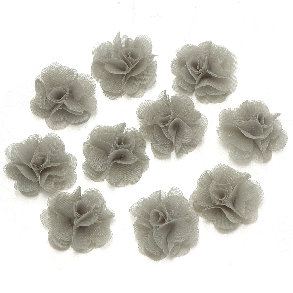 10pcs 2cm Chiffon Organza Flower Appliques – DIY Hair & Decor Fabric Flower Appliques PLUSH Army Green