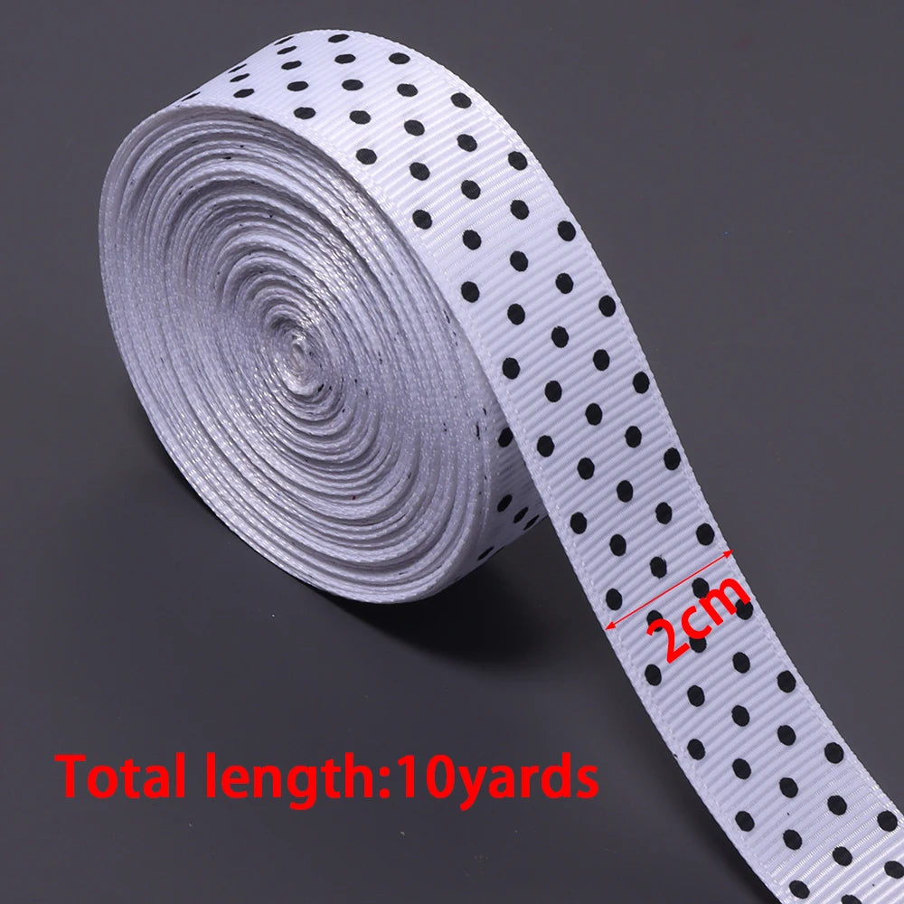White Polka Dot Grosgrain Ribbon for Hair Bows & Gift Wrap Craft Ribbon PLUSH 20mm x 10yards 1roll