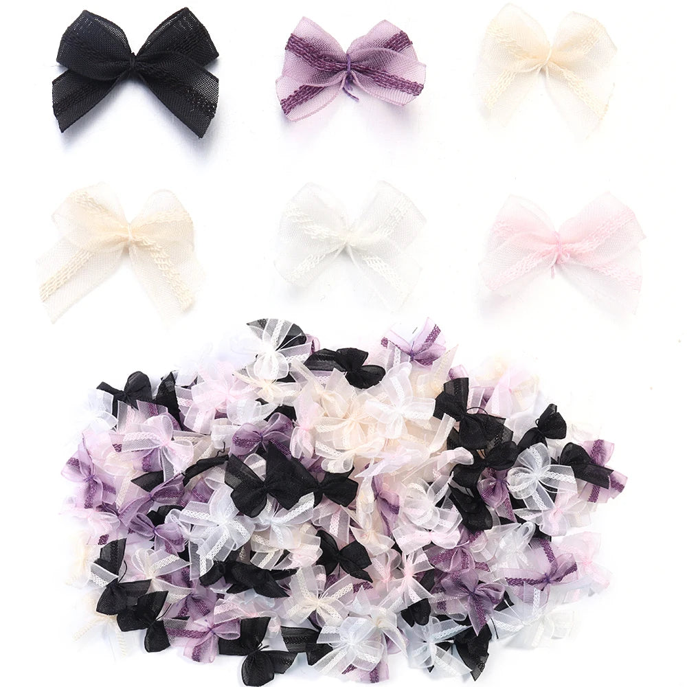 30–60pcs Organza Mini Bow Charms – Nail Art & DIY Craft Nail Art Charms PLUSH