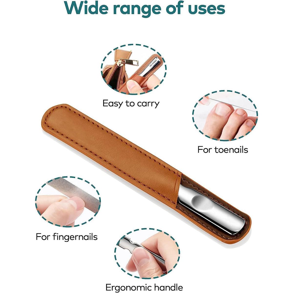 Ouriner Double-Sided Stainless Steel Nail File Bamboo Handle Nail File PLUSH
