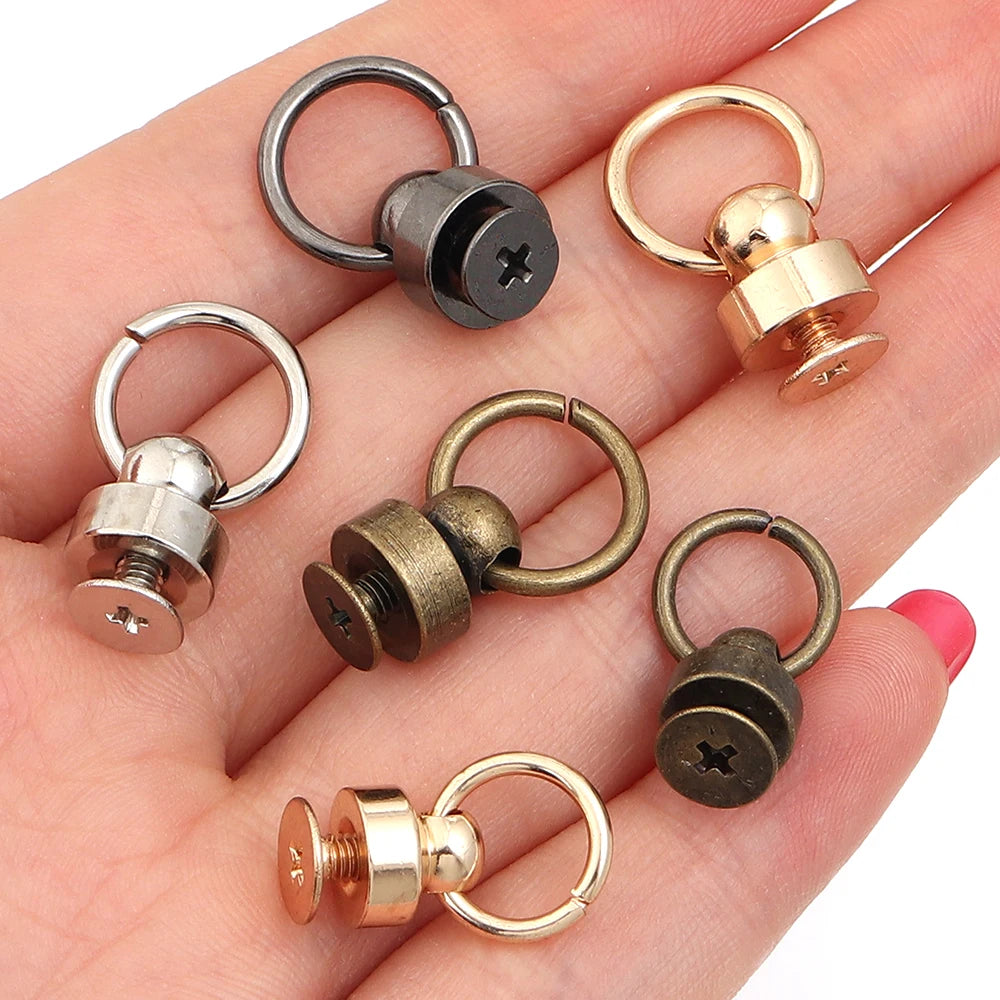 5 Sets Brass Rotary Screw Rivets with O-Ring Studs | Leather Craft Leather Craft Rivets PLUSH
