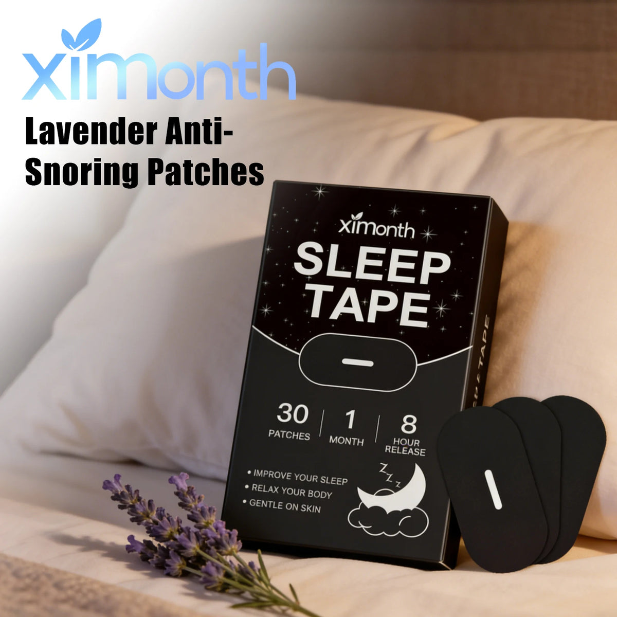 Ximonth Lavender Mouth Tape Sleep Strips 30pcs | Anti-Snoring Sleep Mouth Tape PLUSH