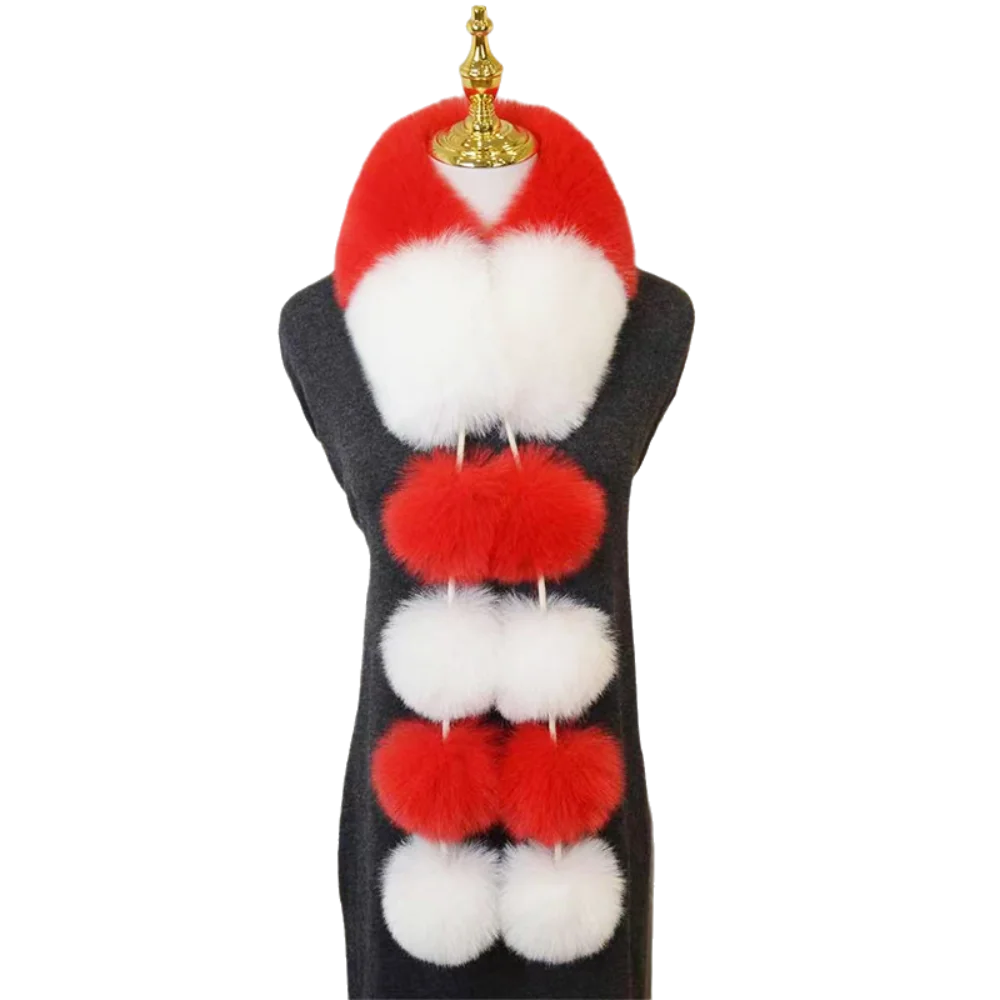 Women's Faux Plush Christmas Scarf with Pom-Pom | Warm & Cozy Faux Plush Scarf PLUSH Style-5