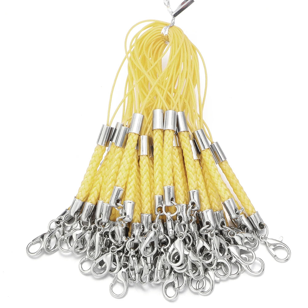 10pcs Braided Keychain Lanyard Cords with Lobster Clasps DIY Keychain Lanyard Cord PLUSH yellow 9cm