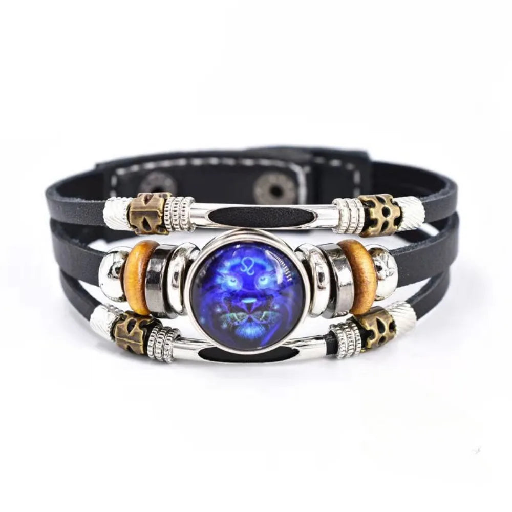 Zodiac Constellation Luminous Leather Bracelet | Unisex Gift Charm Bracelet PLUSH