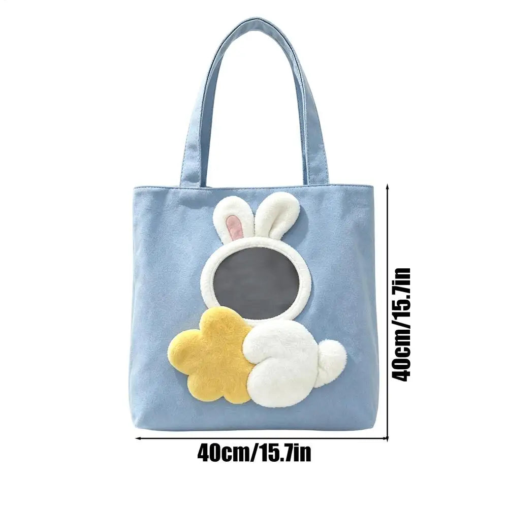 Cute Canvas Cat Carrier Shoulder Bag – Breathable Pet Tote Pet Carrier Bag PLUSH Blue