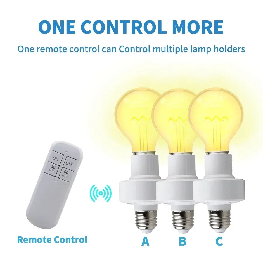E27/E26 Wireless Remote Control Lamp Socket Adapter ON/OFF Lamp Socket Adapter PLUSH