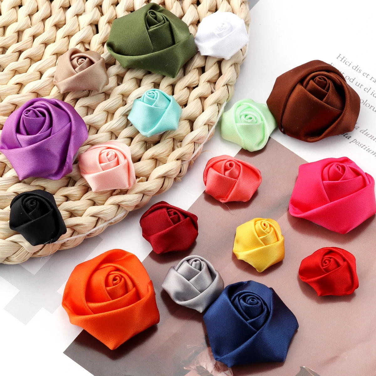 20pcs Mini Ribbon Rose Rosettes for DIY Hair Accessories & Crafts Hair Accessory Embellishments PLUSH