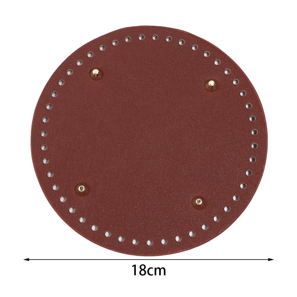 Round PU Leather Bag Base with Rivets – 12/15/18cm DIY Handbag Bag Making Base PLUSH brown 18cm