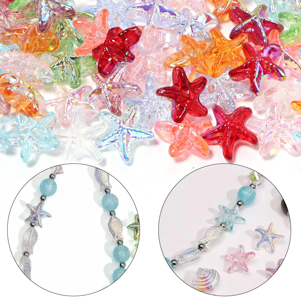 20pcs AB Starfish Glass Spacer Beads – DIY Jewelry Making Glass Spacer Beads PLUSH