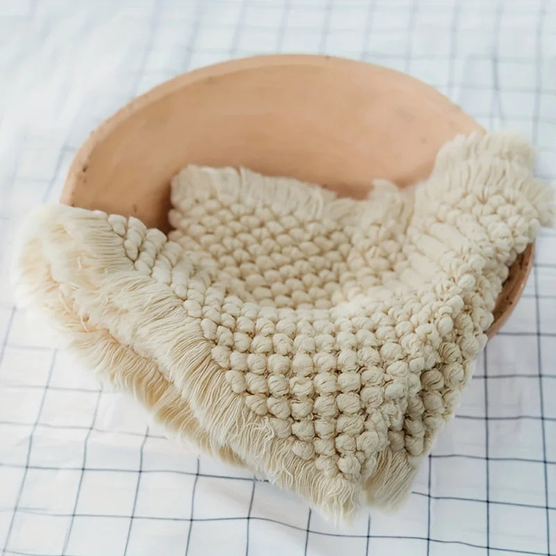 Soft Crochet Newborn Photo Blanket – Baby Photography Prop Newborn Photo Prop PLUSH Beige Other