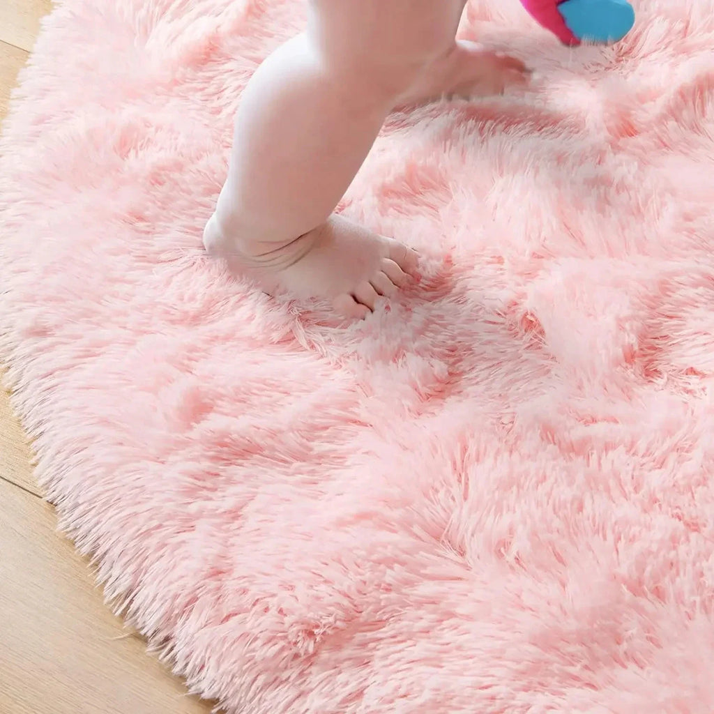 Super Soft Round Plush Rug – Fluffy Thick Pile Floor Mat Plush Area Rug PLUSH