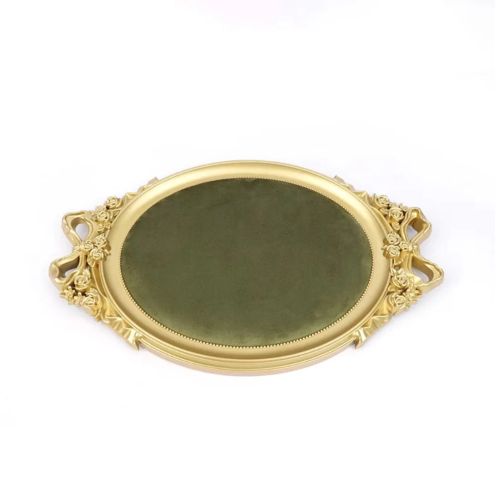 Vintage Velvet Jewelry Display Tray – Retro Organizer Stand Jewelry Display Tray PLUSH Green