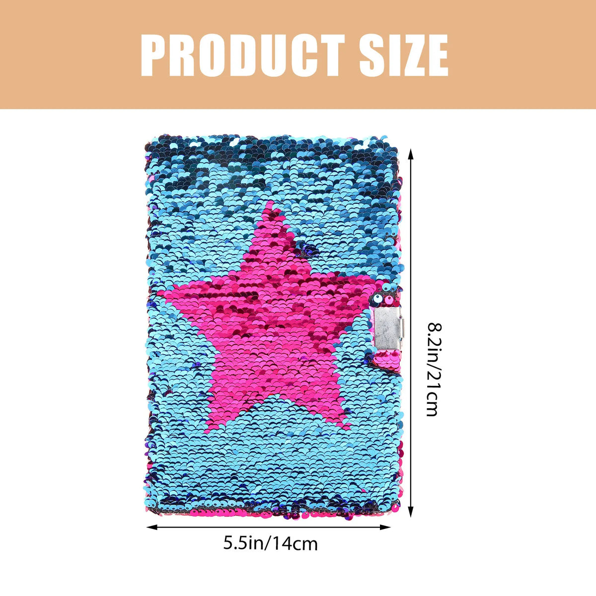 Reversible Sequin Lock Journal Hardcover Diary Notebook Lock Journal Notebook PLUSH