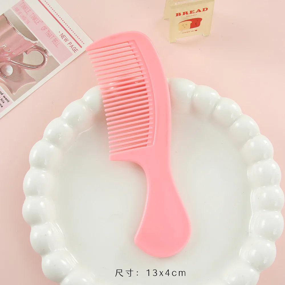 Mini Macaron Cute Pocket Hair Comb – Portable Plastic Comb Pocket Hair Comb PLUSH pink