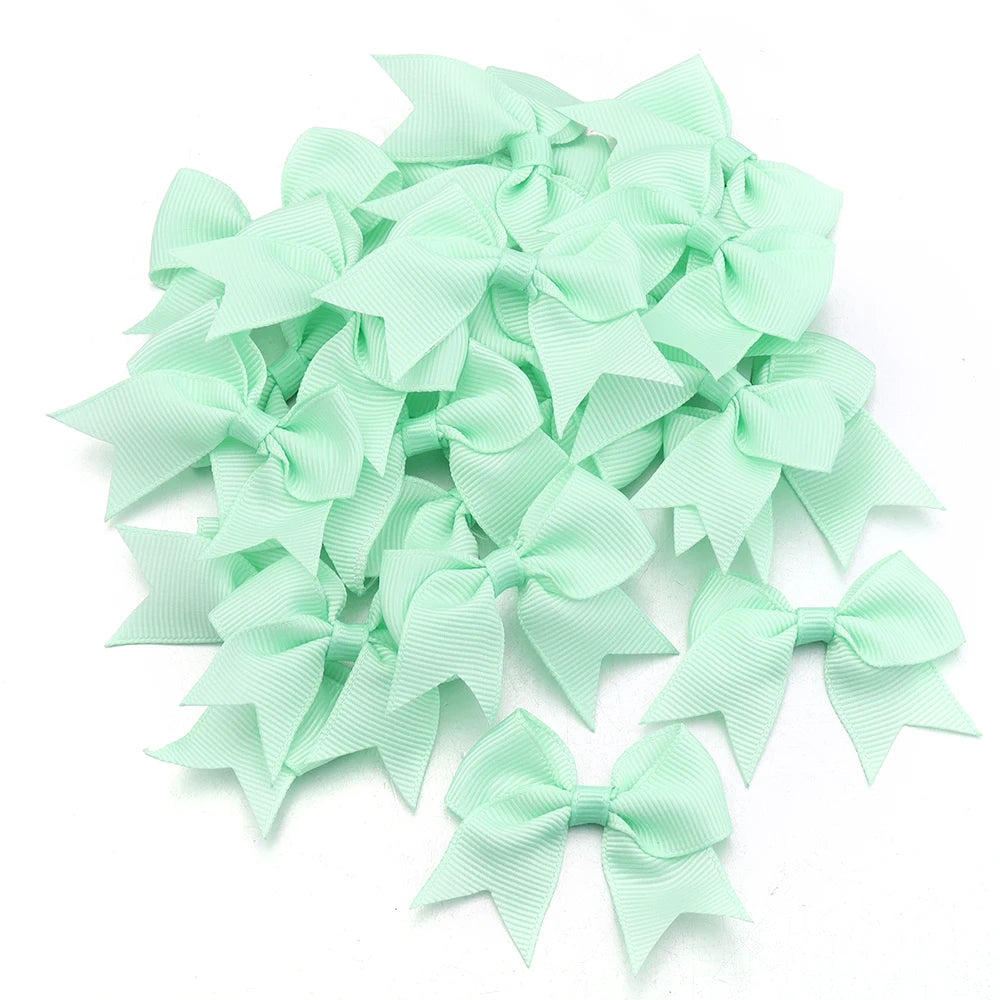 20–40pcs Colorful Handmade Rib Swallowtail Bows – DIY Hair & Craft DIY Hair Bows PLUSH light green 20pcs