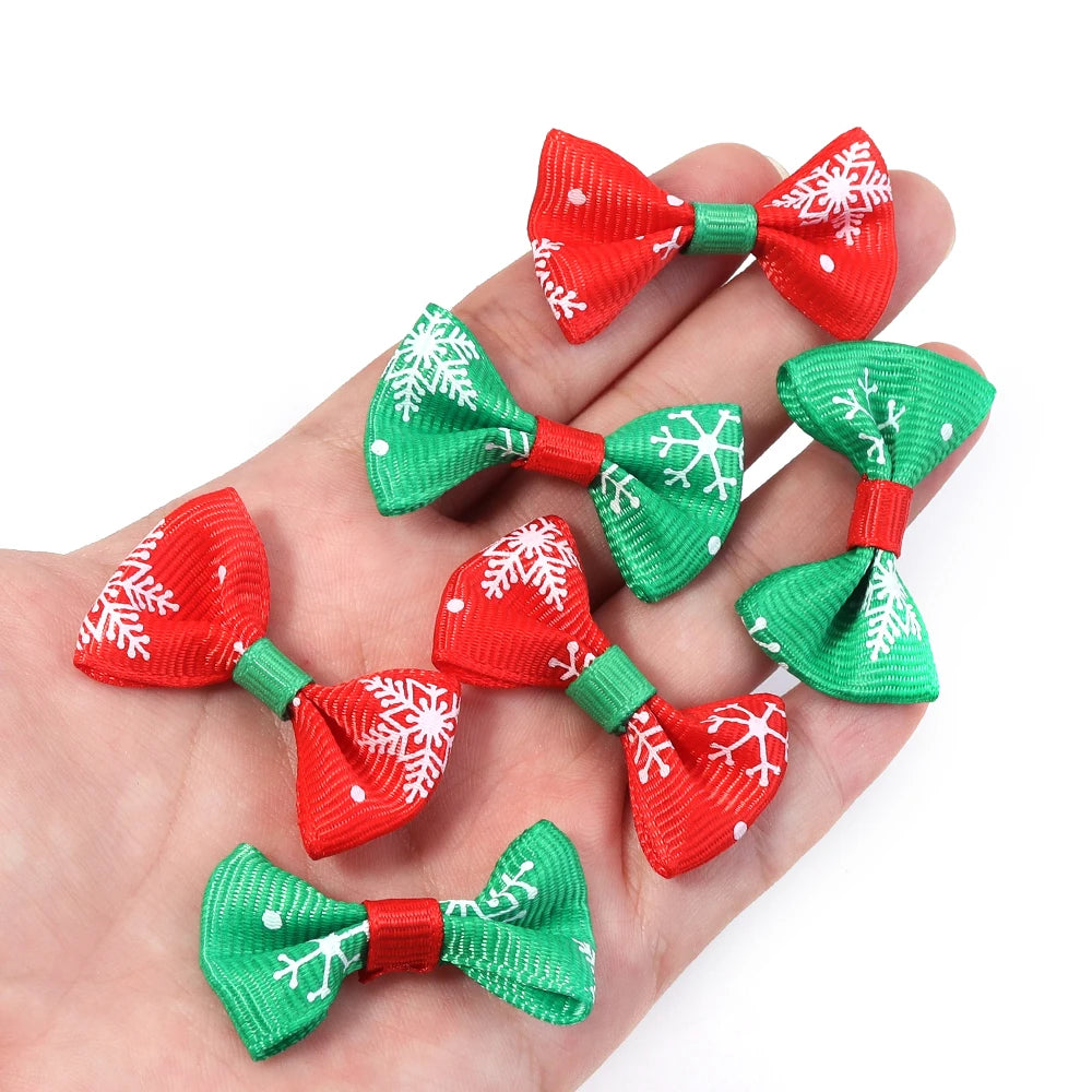 30pcs Christmas Satin Ribbon Bows 2.5x4cm – Handmade Bowknots Ribbon Bows PLUSH