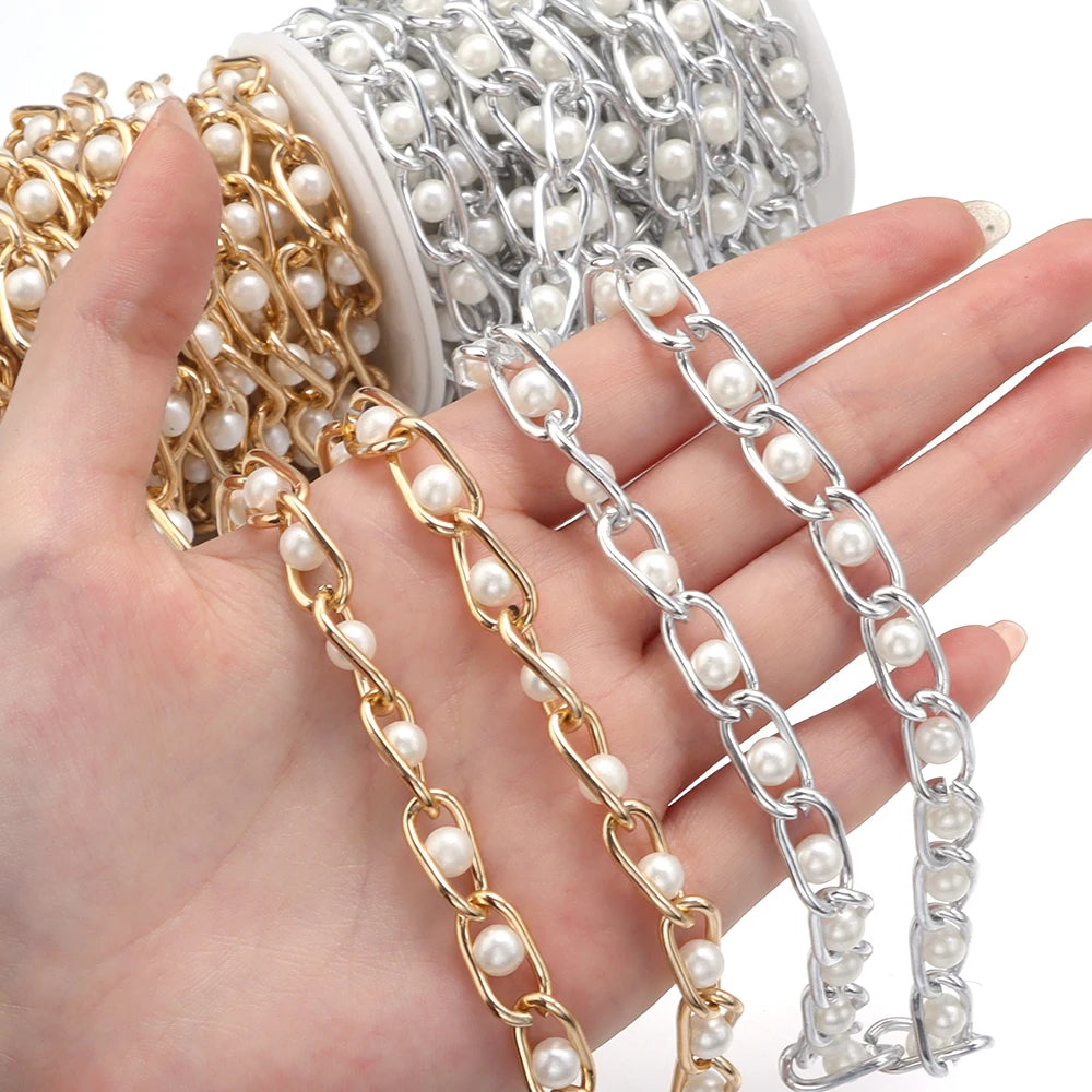 5 Yards Pearl Aluminum Beaded Chain for DIY Jewelry Making Jewelry Making Chain PLUSH