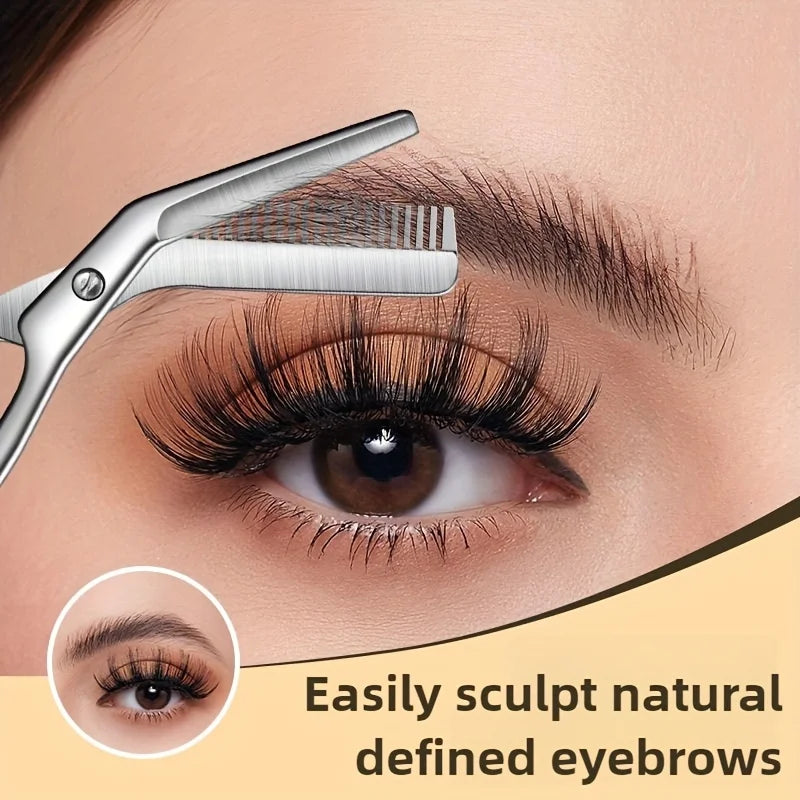 Stainless Steel Eyebrow Scissors with Comb – Precision Grooming Eyebrow Grooming Scissors PLUSH