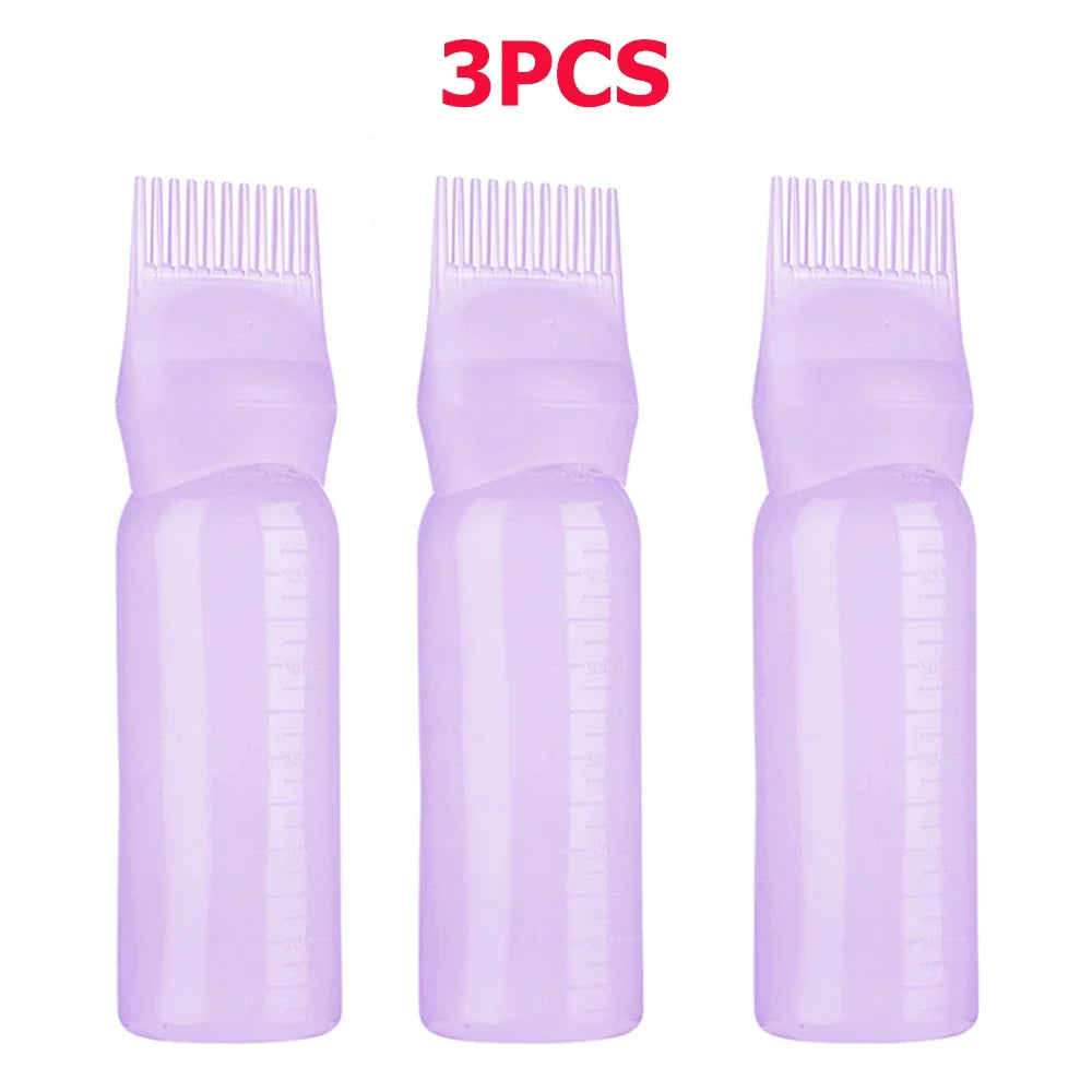 3-Pack 180ml Hair Root Scalp Applicator Bottles – Comb Tip Hair Applicator Bottle PLUSH Purple-3pcs