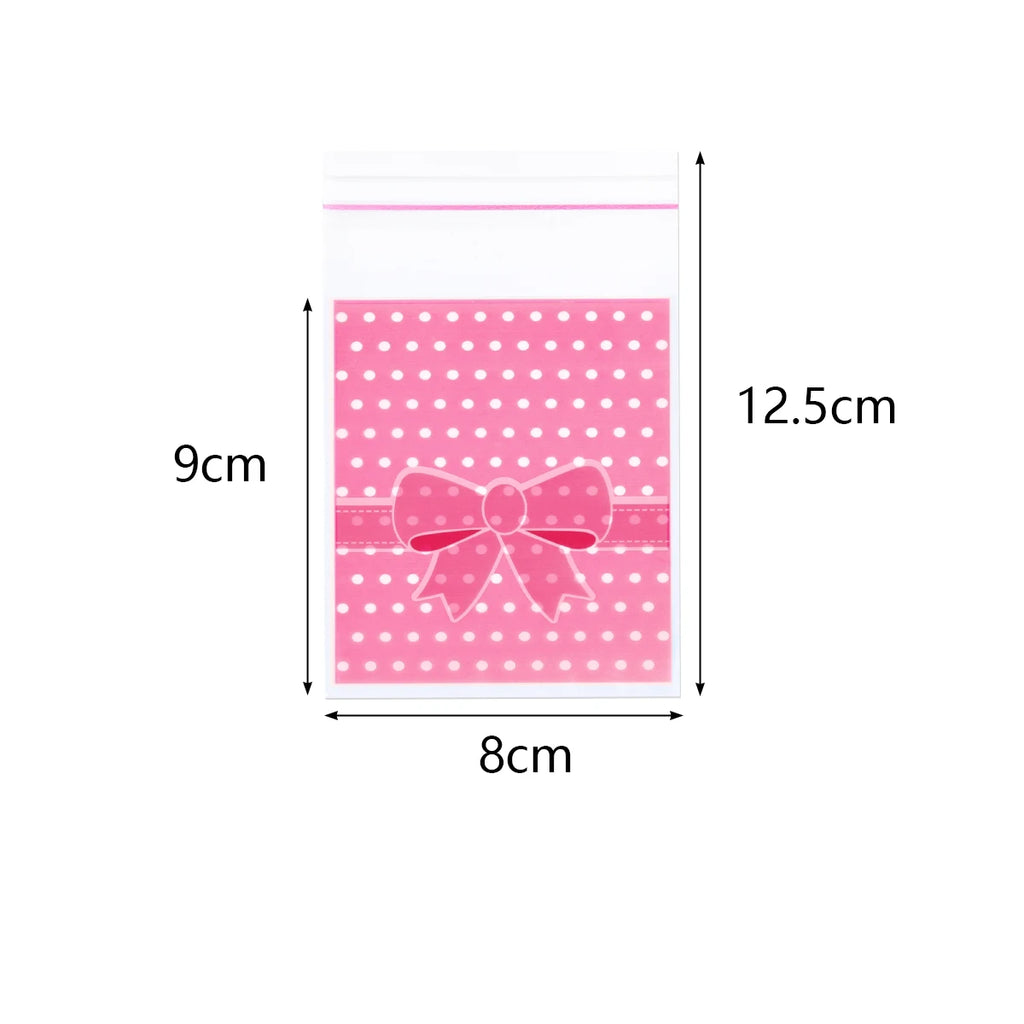 100-200pcs Self-Adhesive Polka Dot Bowknot Plastic Gift Bags Gift Packaging Bags PLUSH