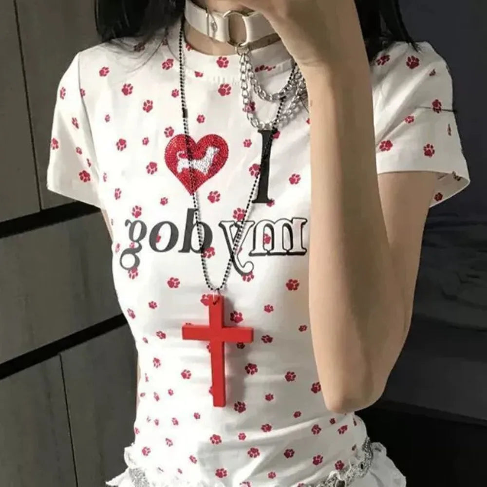 Wood Cross Pendant Choker – Y2K Gothic Punk Necklace Pendant Choker Necklace PLUSH Red