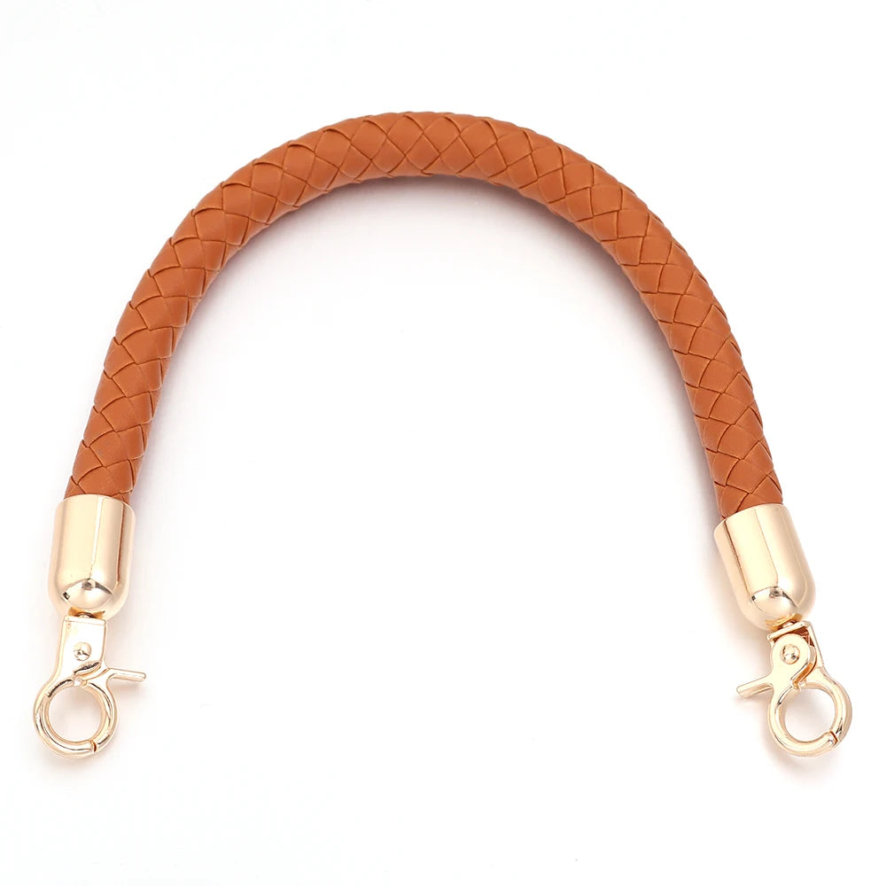 PU Leather Braided Bag Shoulder Strap with Lobster Clasp 30/60cm Bag Replacement Strap PLUSH brown 30cm