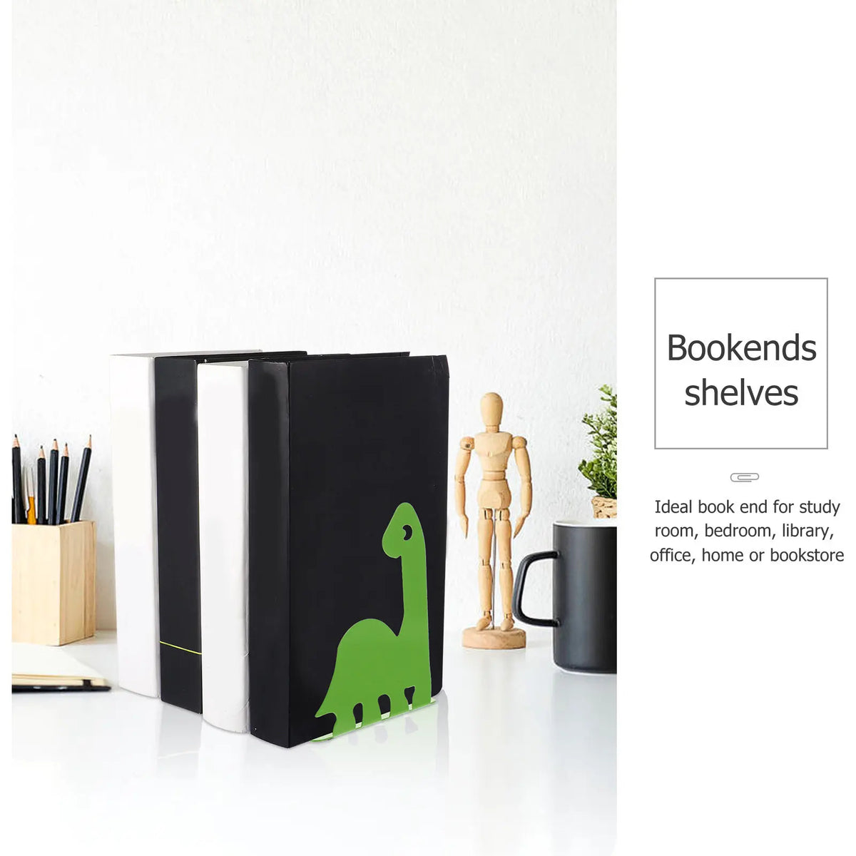 Metal Bookends Desktop Book Stand Holder – 1 Pair Iron Metal Bookends PLUSH