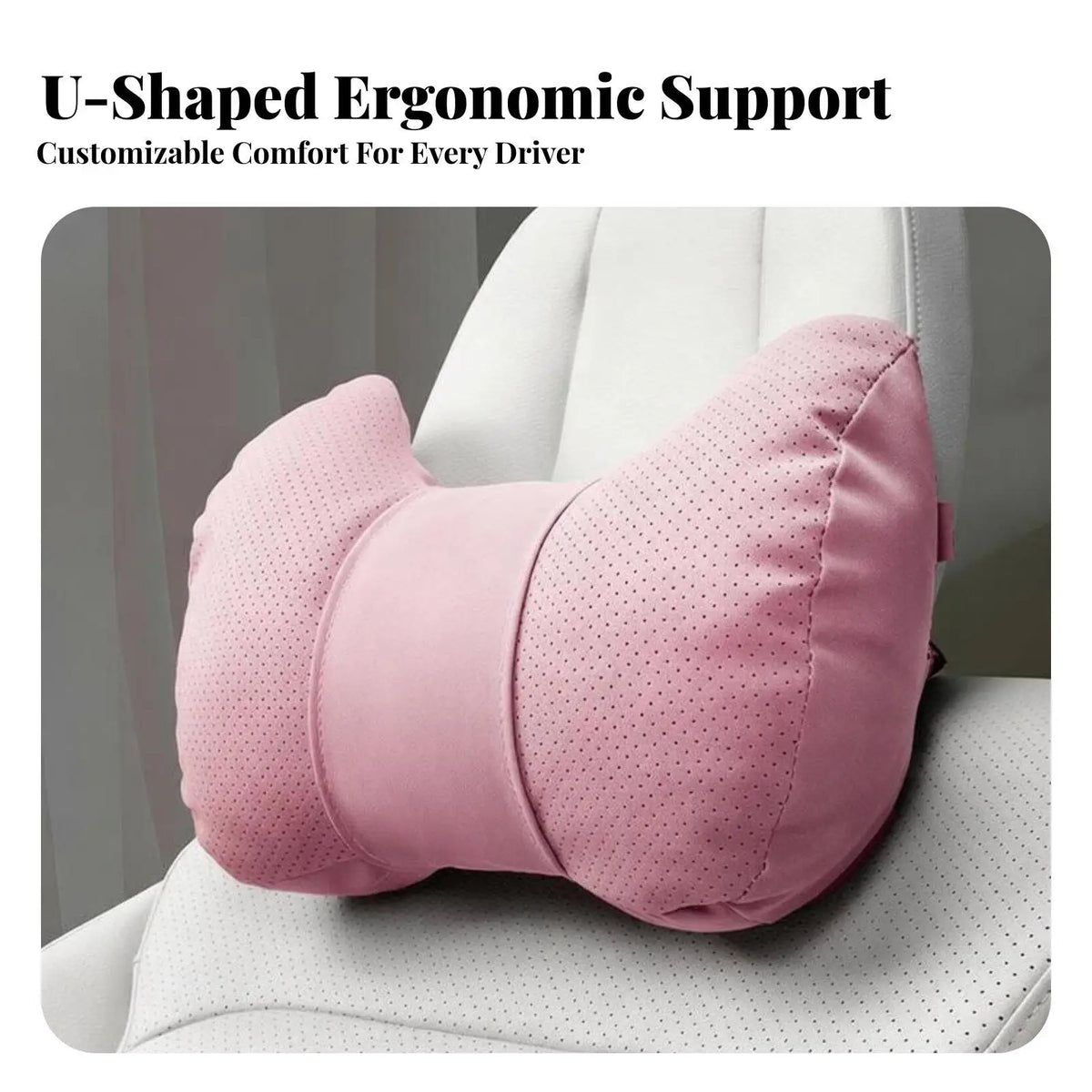 Ergonomic Car Headrest Neck Pillow – Suede Cover | PLUSH Car Headrest Pillow PLUSH