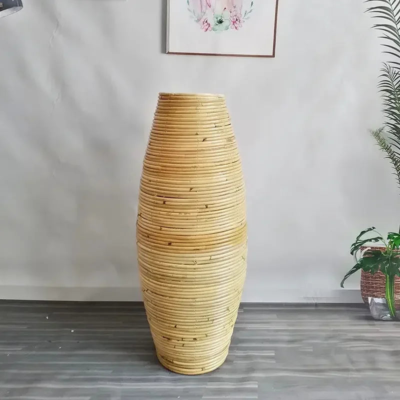Handmade Indonesian Rattan Floor Vase – 30 or 40cm Woven Cane Decorative Floor Vase PLUSH 40cm Height