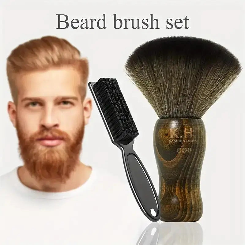 2-Pack Barber Neck Brush – Nylon Bristle Wooden Handle Barber Neck Brush PLUSH 2pcs set