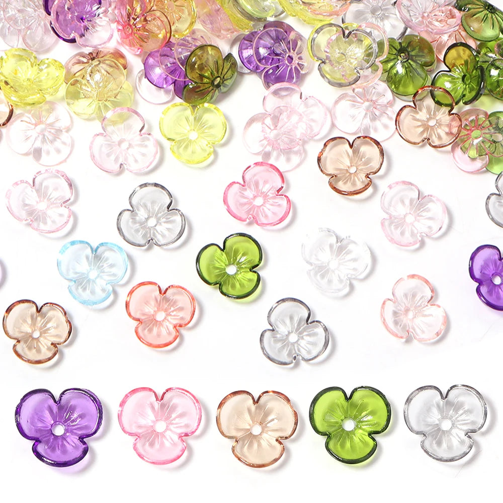 100pcs Flower Petal Resin Spacer Beads – Colorful DIY Jewelry Resin Spacer Beads PLUSH