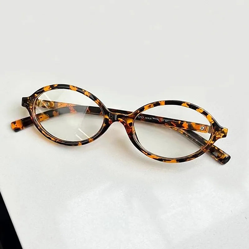 Vintage Oval Leopard Blue Light Blocking Glasses 0 to -4.0 Blue Light Eyeglasses PLUSH