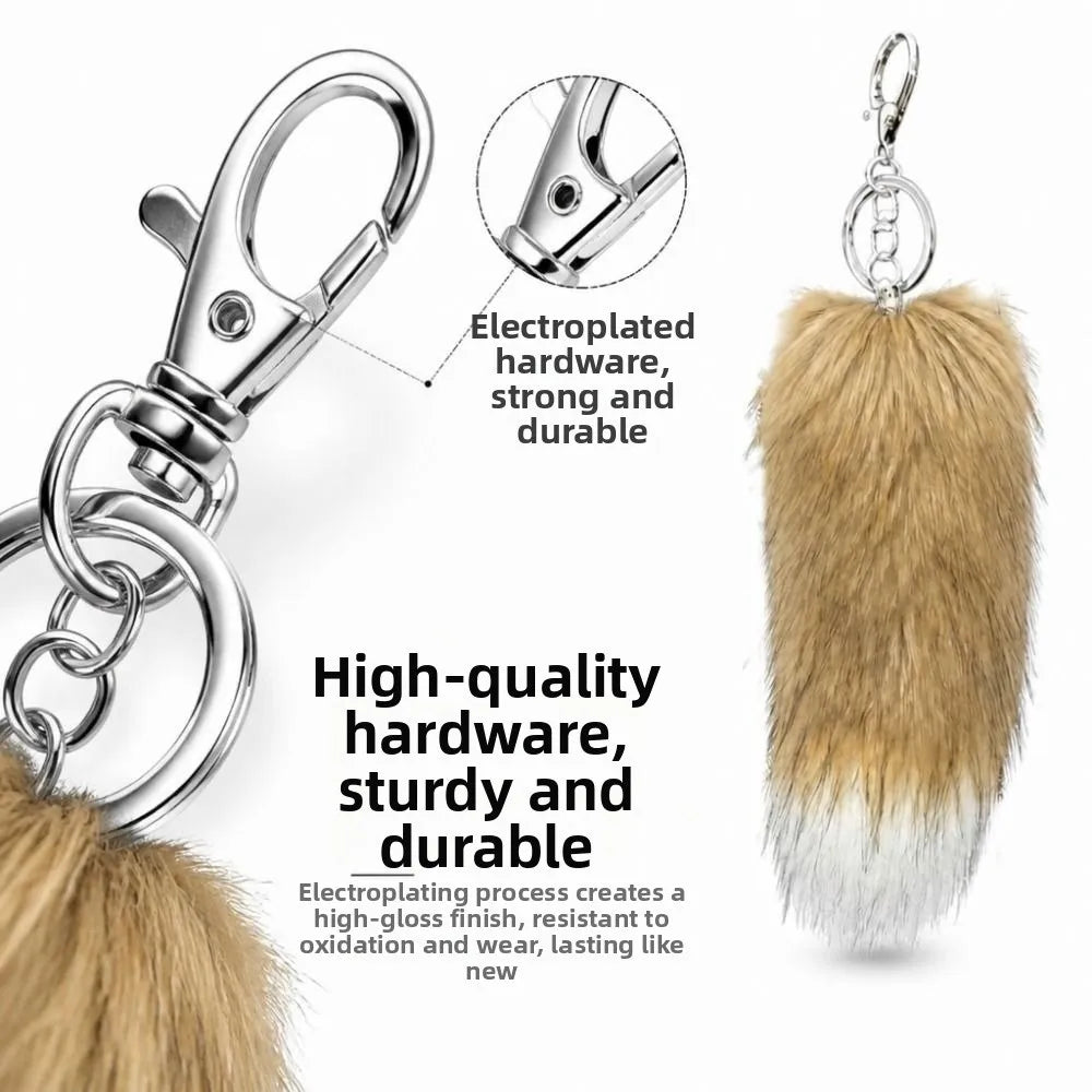 Fluffy Faux Fur Tail Keychain – Plush Cosplay Bag Charm Plush Tail Keychain PLUSH