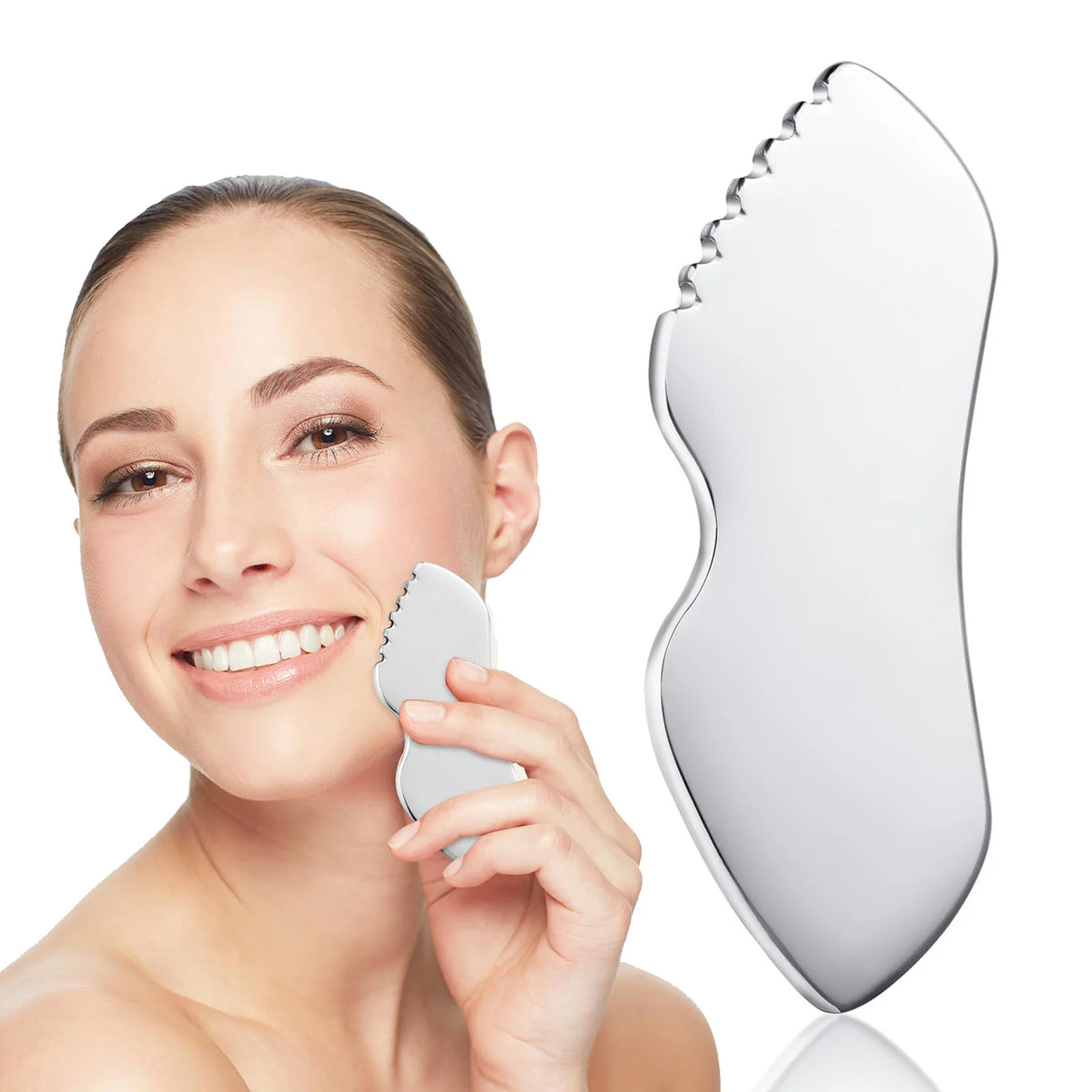 Stainless Steel Gua Sha Face & Neck Sculpting Massager Tool Gua Sha Massager PLUSH B Shape