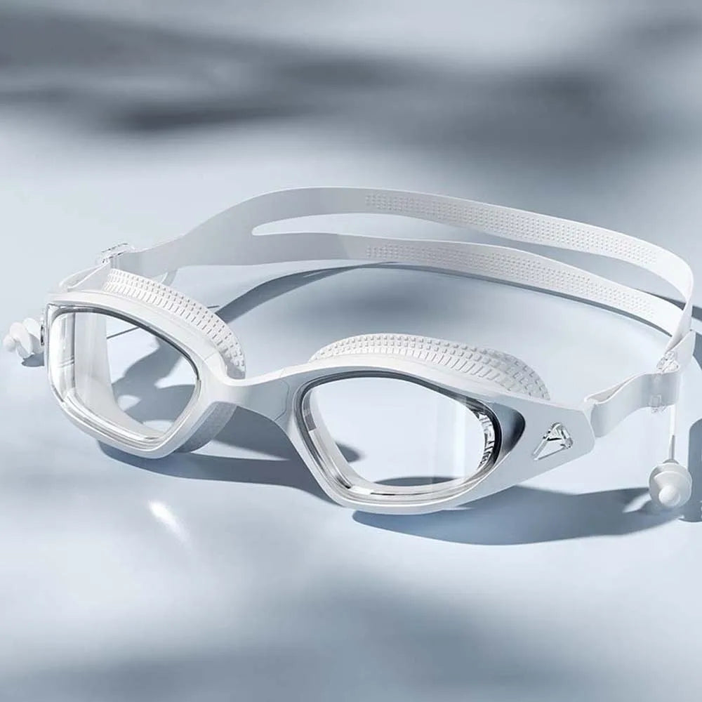Waterproof Swimming Goggles | Big Frame, Anti-Fog, 3D Fit Swimming Goggles PLUSH White