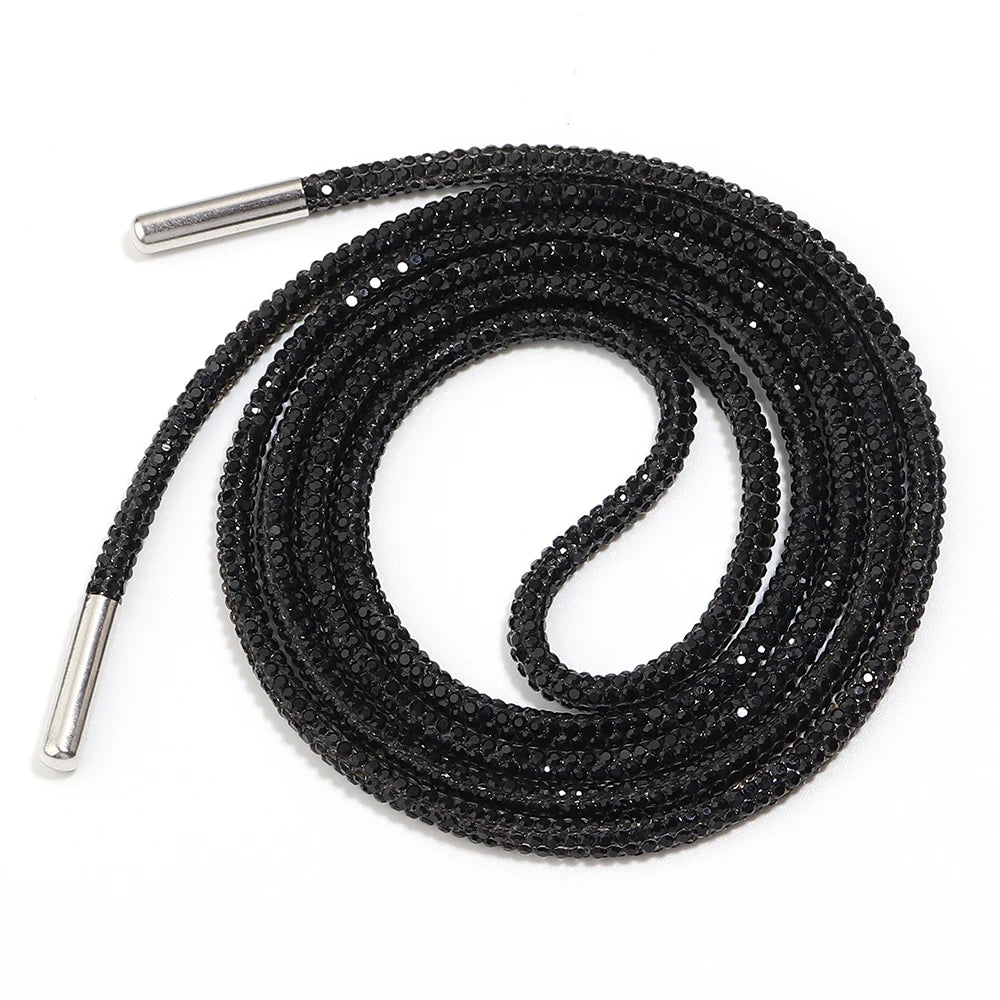 4mm Rhinestone Cord Rope with End Cap – Crystal Cup Chain DIY Rhinestone Jewelry Cord PLUSH Black 4mm