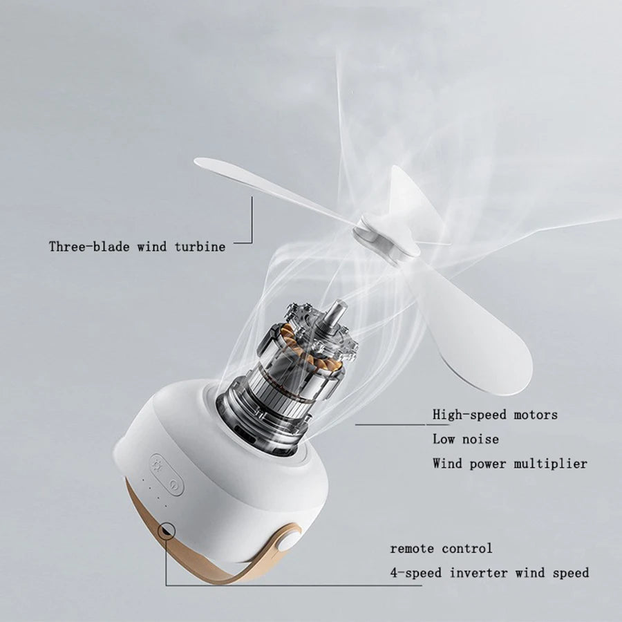 Portable Camping Ceiling Fan 7200mAh Battery & Remote Control Portable Ceiling Fan PLUSH