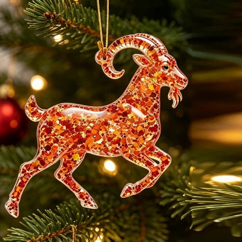 Zodiac Goat Acrylic Keychain – Double-Sided Cartoon Charm Acrylic Keychain PLUSH Red 2 40PCS