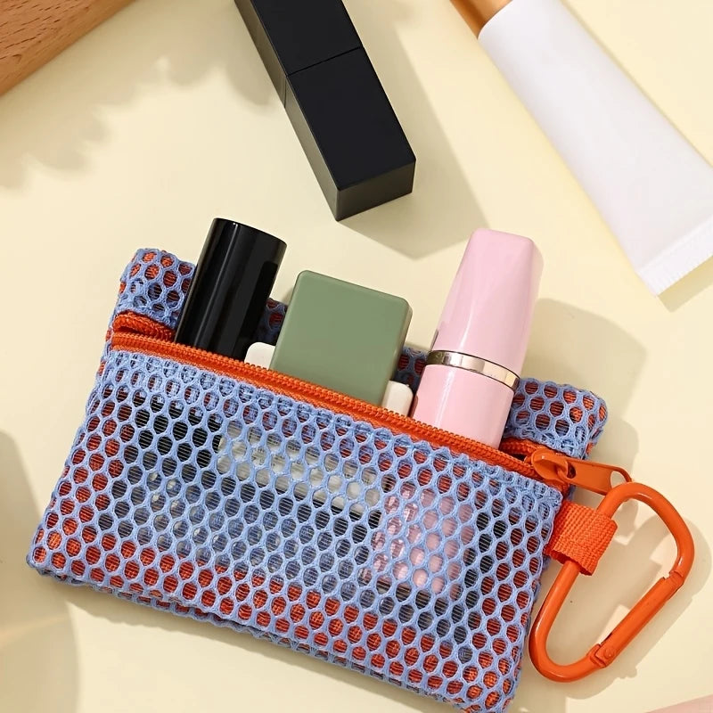 Transparent Mesh Makeup Bag – Flat Square Toiletry Organizer Cosmetic Bag PLUSH