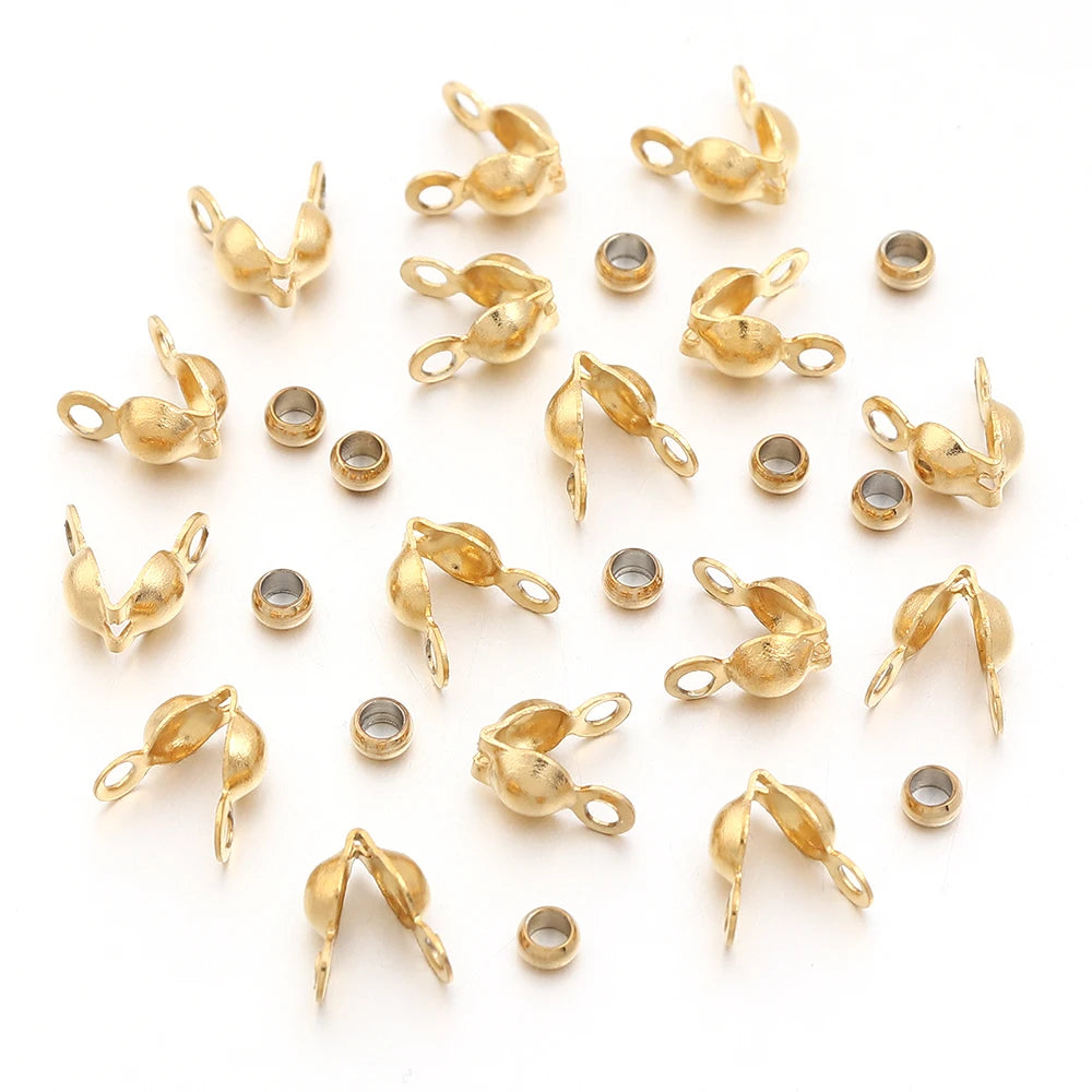 Stainless Steel Jewelry Clasps & Crimp Stopper Beads DIY Set Jewelry Findings Set PLUSH GD 8x4mm