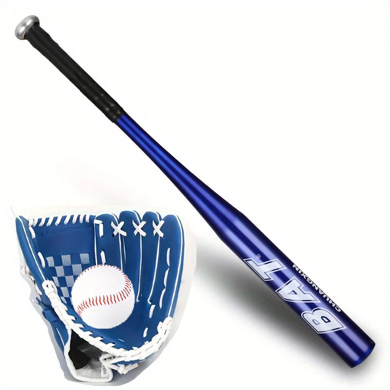 Teen Baseball Training Set – 62cm Aluminum Bat & Glove Kit Baseball Training Set PLUSH Blue 3 in 1 set 62cm