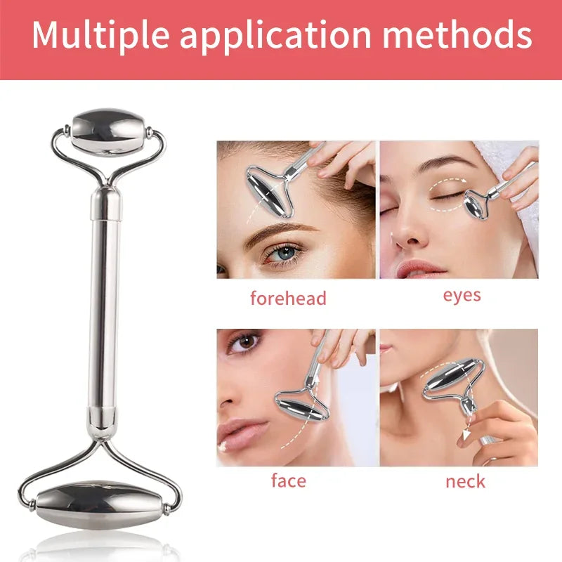 Stainless Steel Dual-Sided Facial Roller | Cooling Face Massager Facial Massage Roller PLUSH